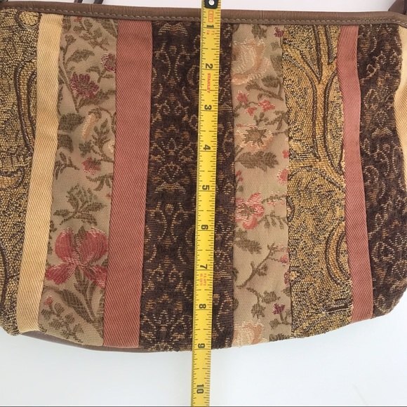 Relic Patchwork Tapestry Faux Leather Boho Shoulder Bag Braided Handle FLAWS - Picture 7 of 12